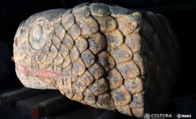 Giant Aztec Snake Head Sculpture Uncovered After Mexico Earthquake