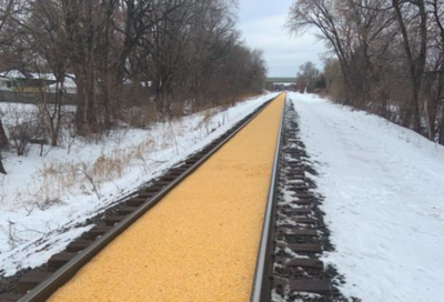 Train Tracks Transformed Into The Yellow Brick Road After Huge Corn Spillage