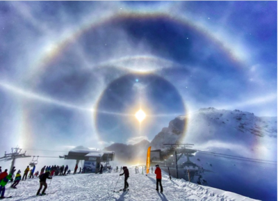 Amazing Light Halos Captured By Skier In The Swiss Alps
