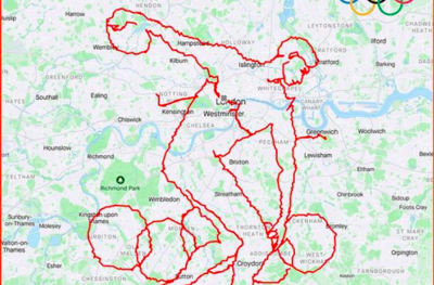 Man Cycles Over 400 Kilometres To Draw Olympics Map Art