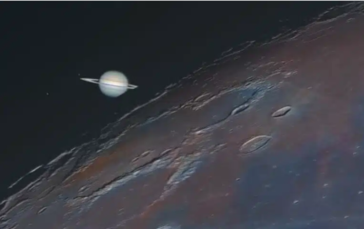 Photographer Travels 3000 Miles To Capture Incredible Shot Of Saturn Peeking Behind The Moon