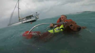 U.S. Coast Guard Saves Man And Dog From Sailboat During Hurricane Helene