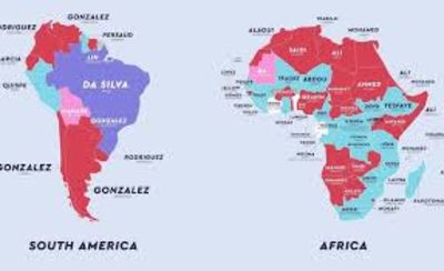 Maps Reveals The Most Common Surnames In Every Country
