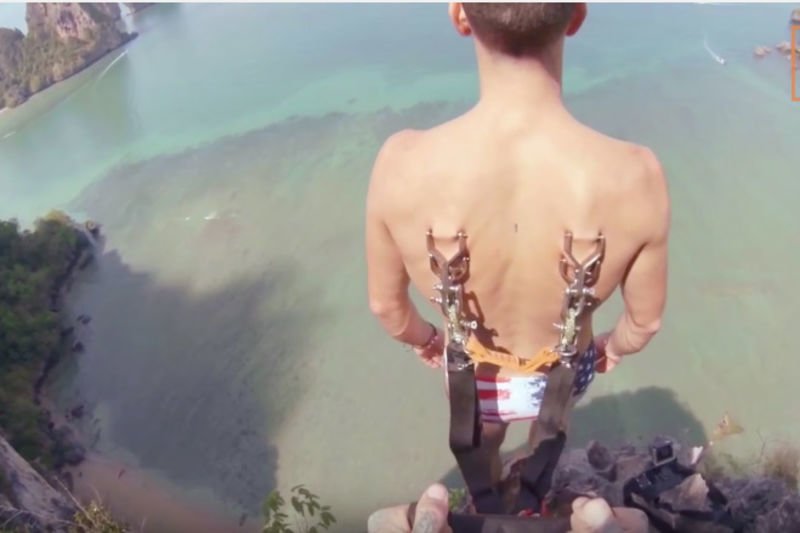 Video: Parachute Hooked To Skin... Welcome To Suspension Base Jumping! 1