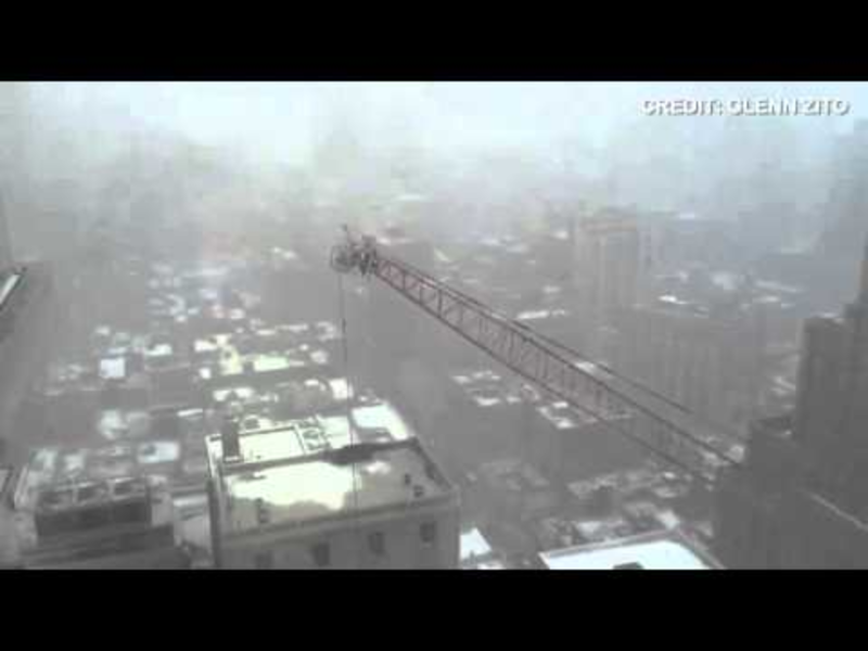 Video: Watch As A Crane Collapses In Lower Manhattan, Causing Panic Inside A Nearby Building. 1