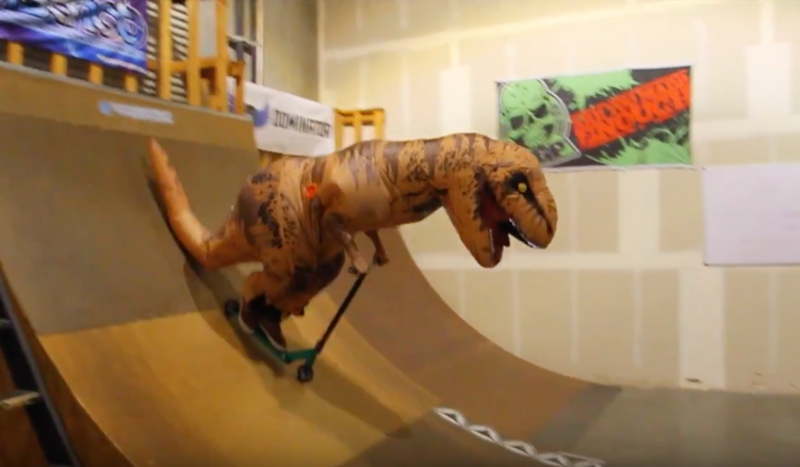 Video: Tyrannosaurus Rex Has Been Scootering Before The Human Race Was Even Born. That's Why He's Got Mad Skills. 1