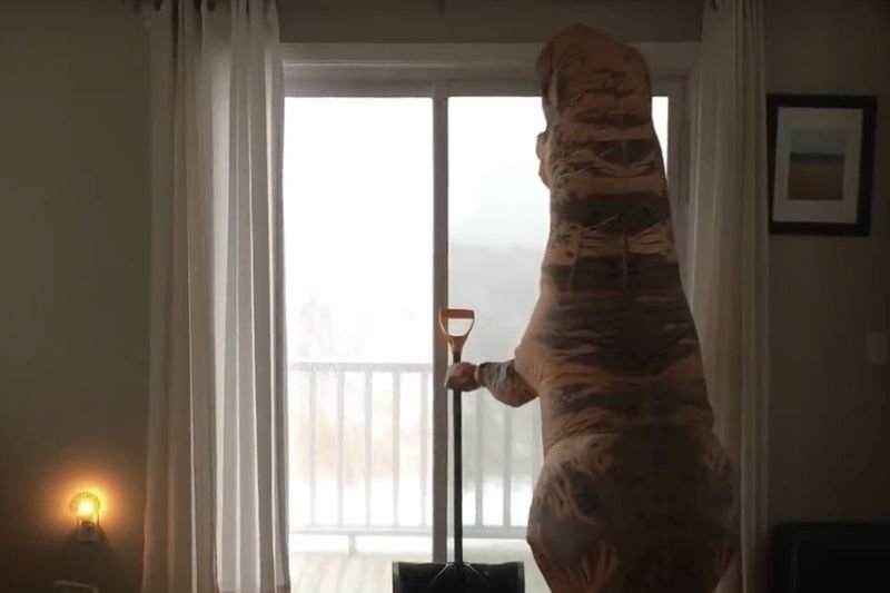 Video: T.rex Attempts To Shovel Snow During Storm... 1