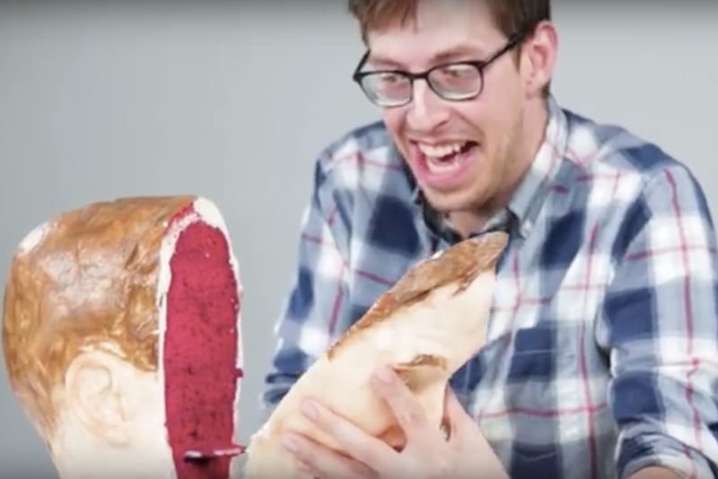 Video: People Eat Their Own Face Cake! 1