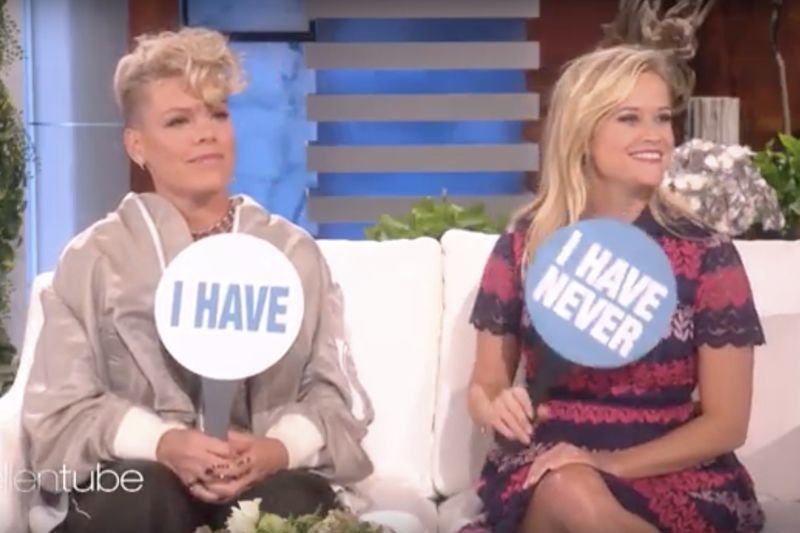 Video: Reese Witherspoon And P!nk Play 'never Have I Ever' With Ellen 1