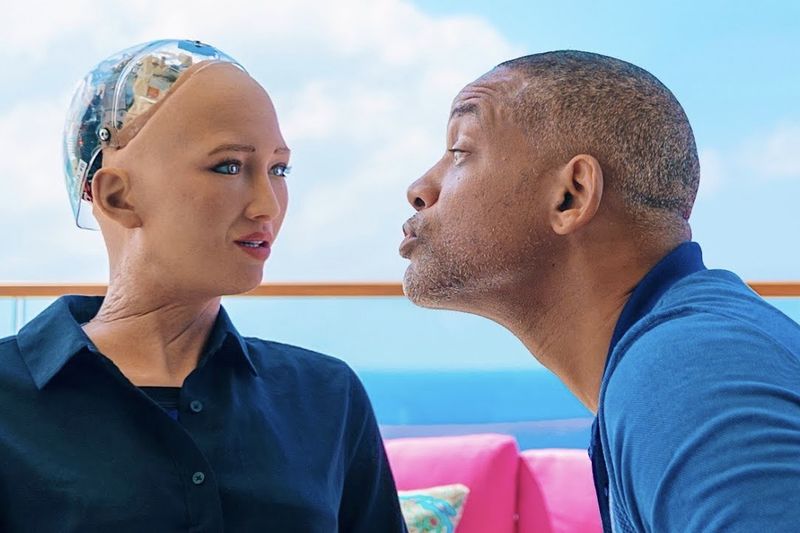 Video: Will Smith Went From Slaying Robots To Kissing Them? 1