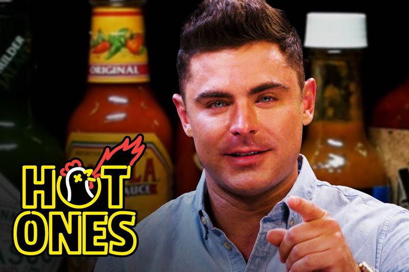 Zac Efron Has A Bad Time Eating Spicy Wings 1