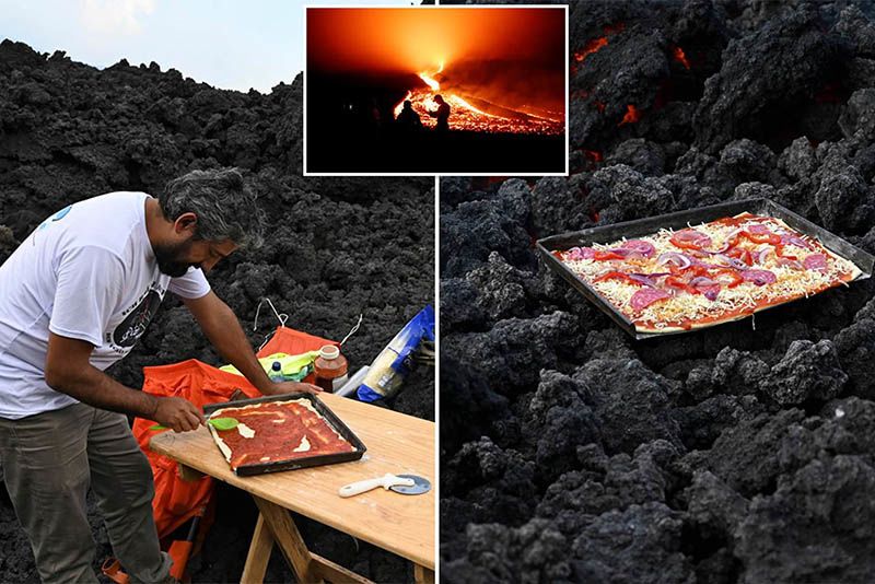 Man Starts Pizza Bakery And Bakes Pizzas In Smouldering Lava Of The Pacaya Volcano 1