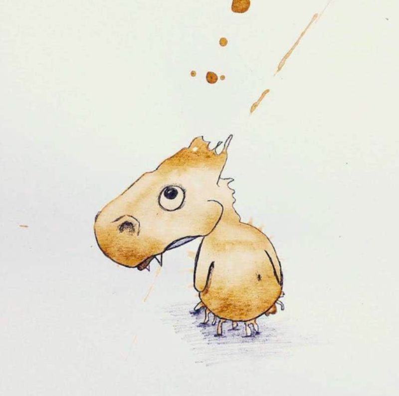Artist Sees Hidden Mischievous Little Monster In Coffee Stains 1