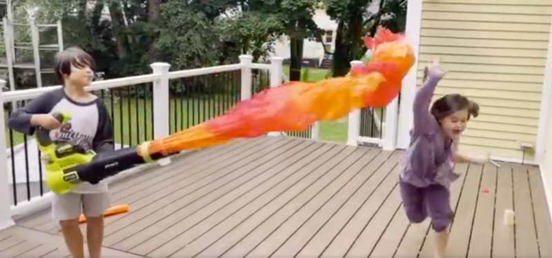 Dad Builds Kids a Flamethrower Toy With Leaf Blower And Silk 1