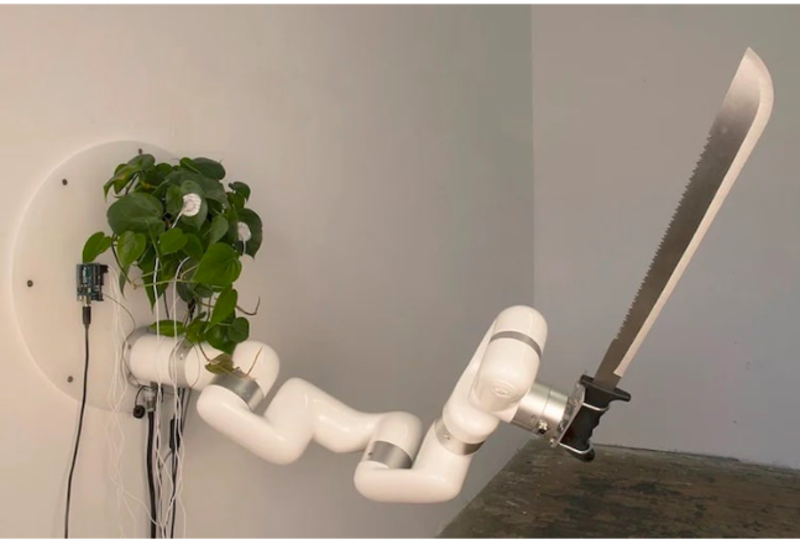 Living Plant Wielding Machete With Robot Arm 1