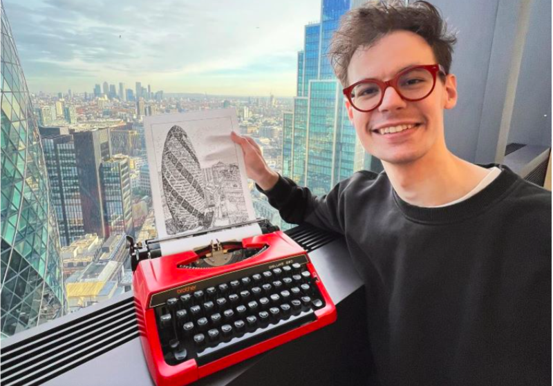 Artist Creates Incredible Drawings Using Only His Typewriter 1