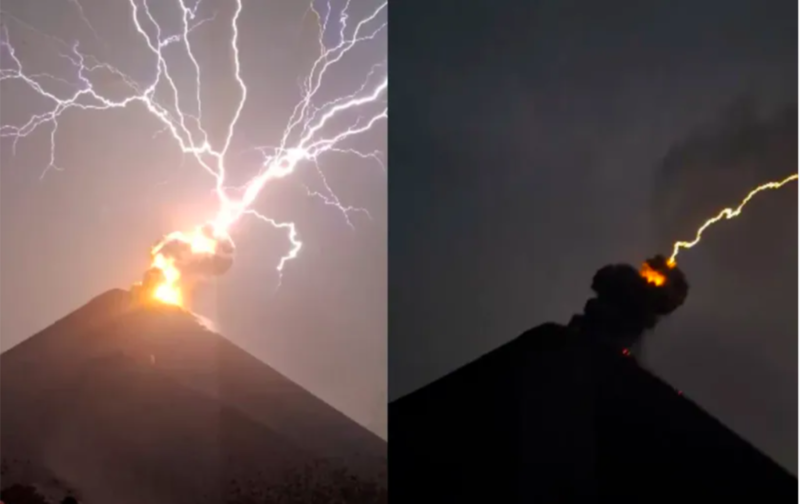 Incredible Moment When Lightning Struck The Guatemala Volcano While Erupting 1
