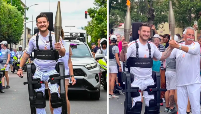 Paraplegic Athlete Walks To Carry the Olympic Torch With Help From Robot Exoskeleton 1