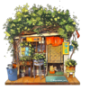 Artist Illustrates Japanese Storefronts With Whimsical Cozy Decorations